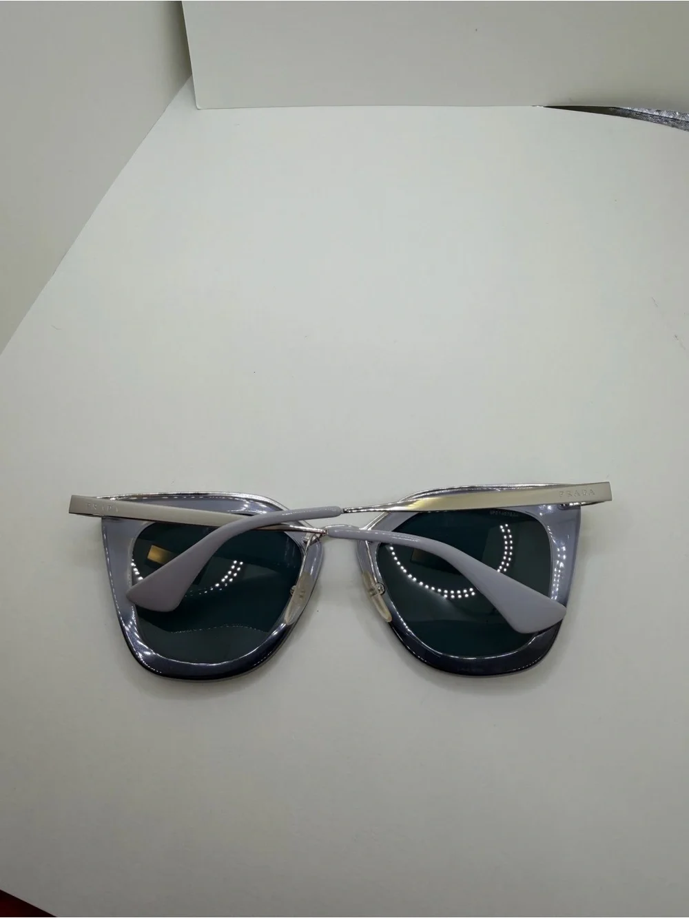 Prada Silver and Light Gray Square Sunglasses